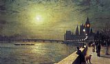 John Atkinson Grimshaw Reflections on the Thames Westminster painting